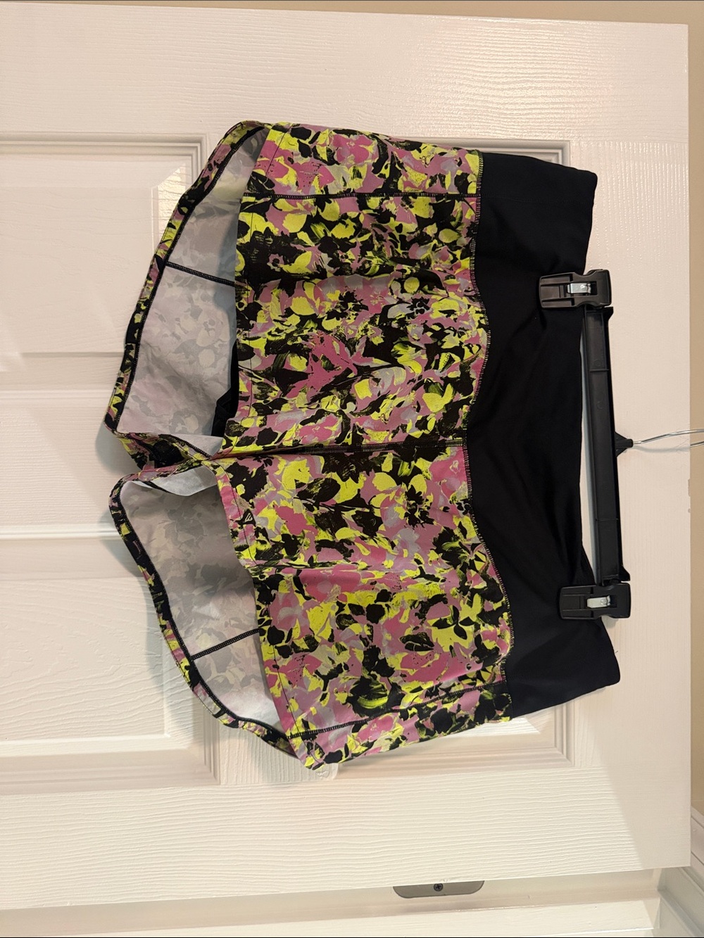 lululemon athletica Black Shorts with Pink and Lime Floral Print
